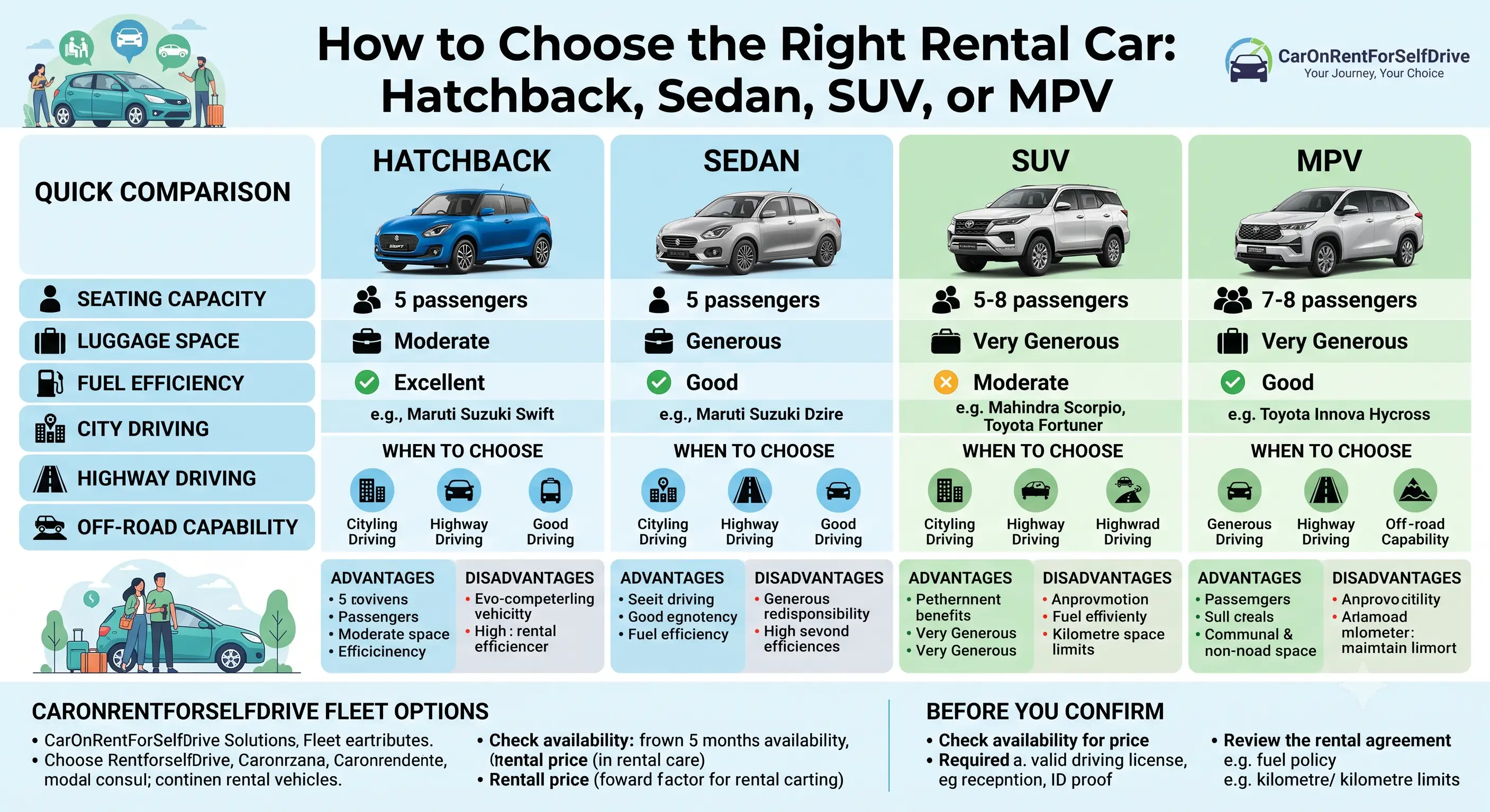 How to Choose the Right Rental Car: Hatchback, Sedan or SUV? | CarOnRentForSelfDrive